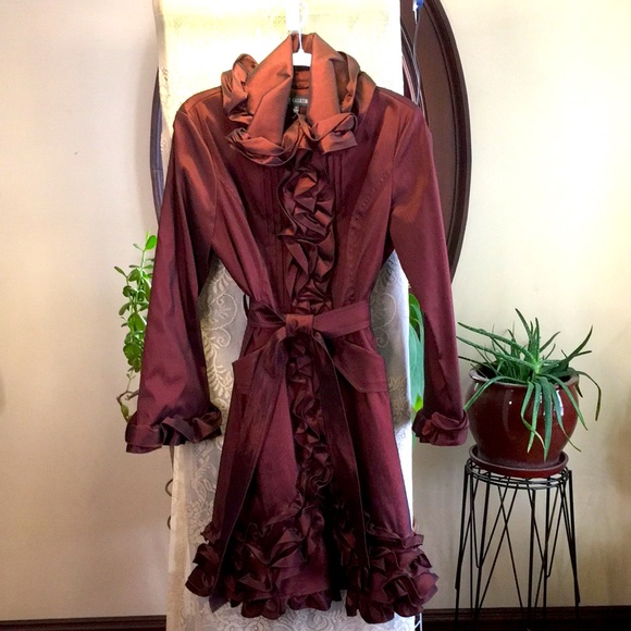 Iridescent Brown/Black Ruffled Coat - Picture 1 of 6